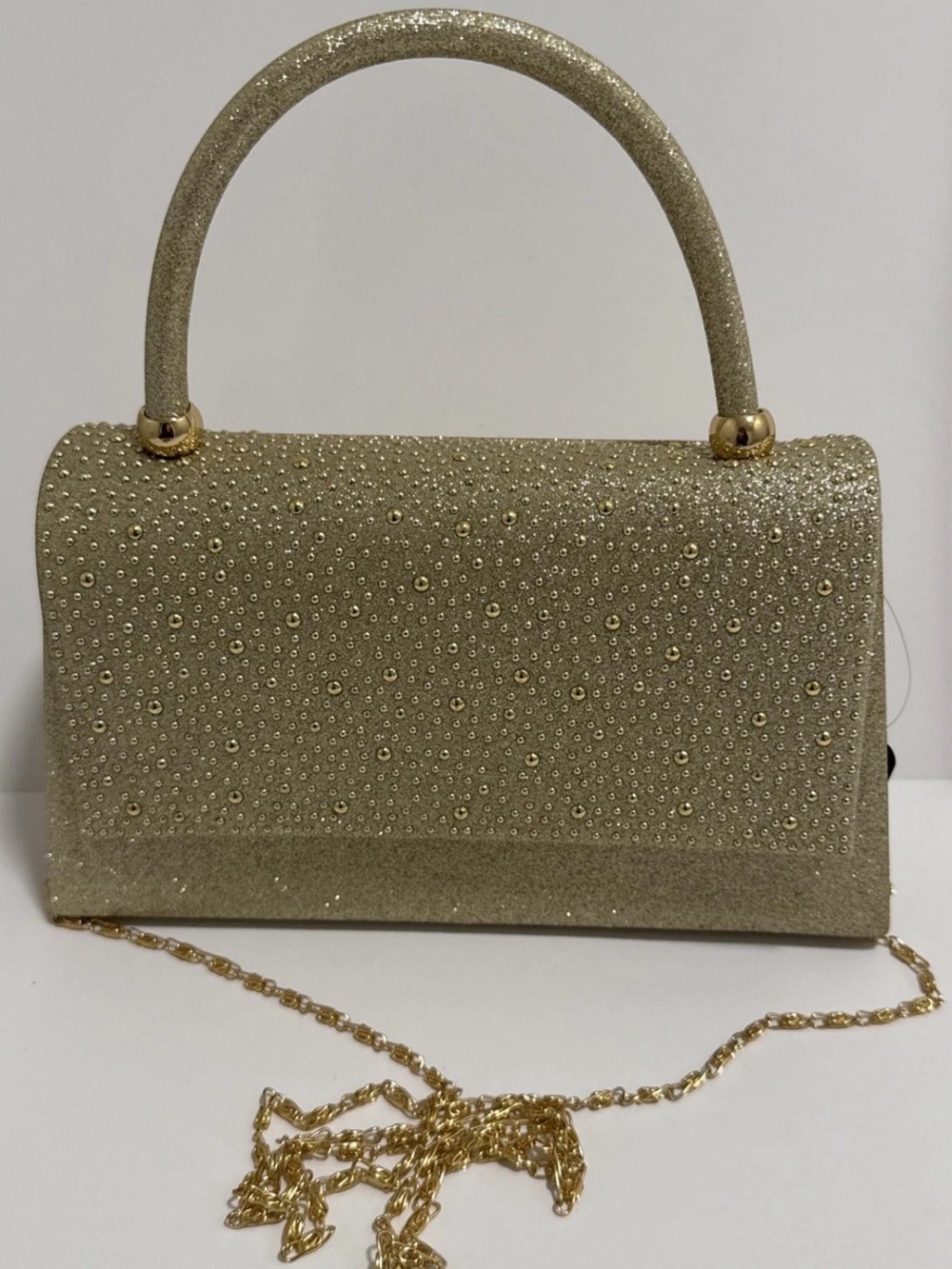 Kendall & James Elegant Gold Beaded Evening Purse, Shoulder Chain, NWT